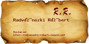 Radvánszki Róbert névjegykártya